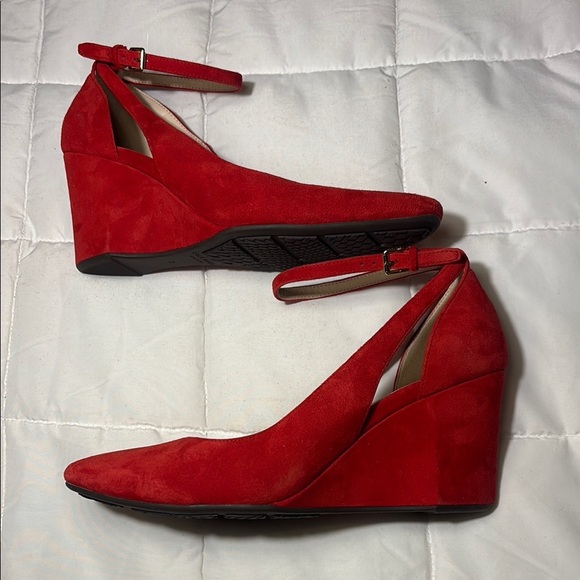 Cole Haan Red Suede (Leather) Lacey Wedge Heels - Picture 8 of 8